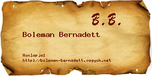 Boleman Bernadett névjegykártya